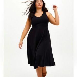 Black Ponte Skater Midi Dress